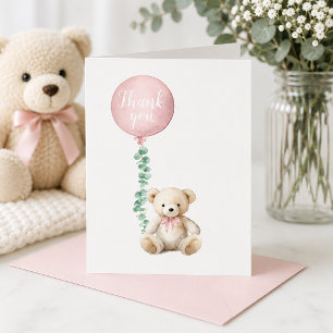 Cartões de agradecimentos Teddy Bear Cor-de-Rosa E