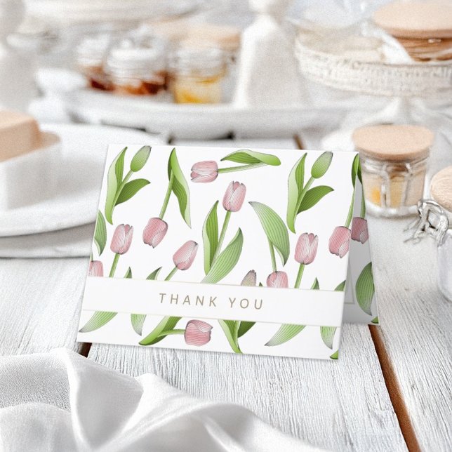 Cartões de agradecimentos Tulip Rosa Personalizado (Criador carregado)
