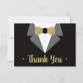 Cartões de agradecimentos Tuxedo, Tie Dourada