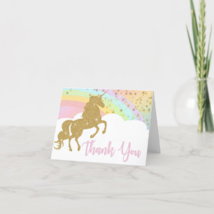Cartões de agradecimentos Unicorn Dourado