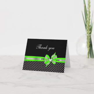 Cartões de agradecimentos verde-Bolinhas preto bra