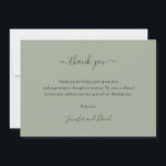 Cartões de agradecimentos Verde de Sage de Script<br><div class="desc">Elegante cartões de agradecimentos de casamento verde. Personalizar facilmente online. Itens correspondentes disponíveis para complementar este cartões de agradecimentos de casamento verde de sábio minimalista.</div>