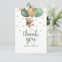 Cartões de agradecimentos verde do Chá de fraldas