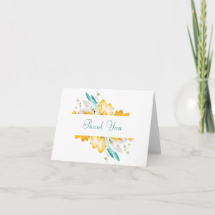 Cartões de agradecimentos verde e Dourado floral 