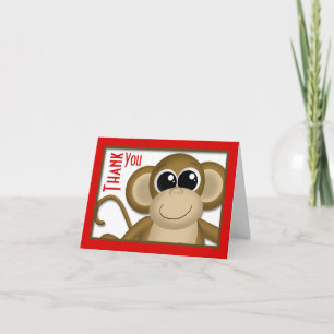 Cartões de agradecimentos Vermelho Macaco-Cinto