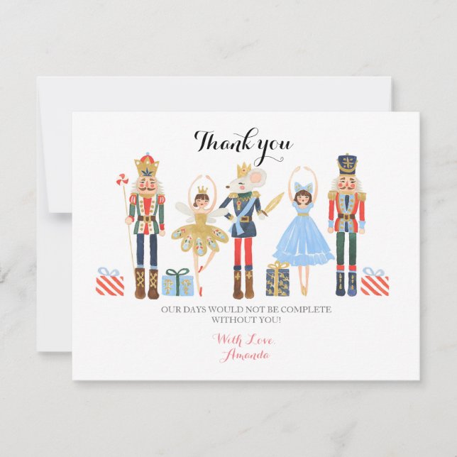 Cartões de agradecimentos Watercolor do Balé Nutcr (Frente)