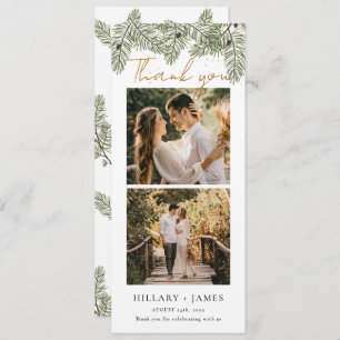 Cartões de agradecimentos Whimsical Green Pine Pho