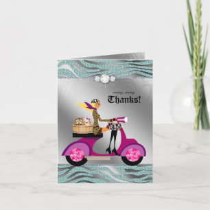 Cartões de agradecimentos Zebra Teal Blona de Cão