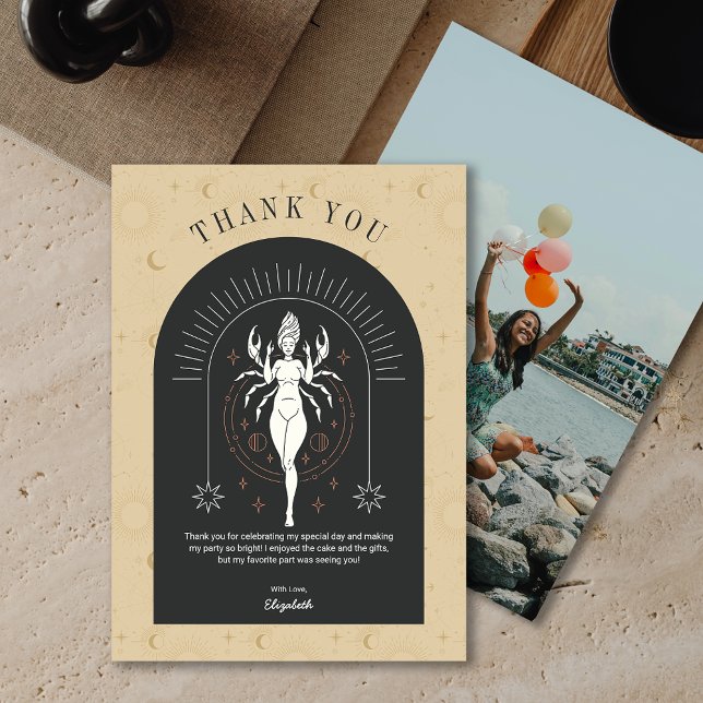 Cartões de agradecimentos Zodiac Arch Cancer Místi (Mystic Cancer Zodiac Arch Thank You Card)