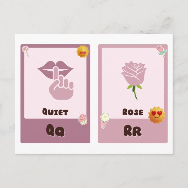 Cartões de Alfabetização, Cartões Educativos ABC Q (Frente)