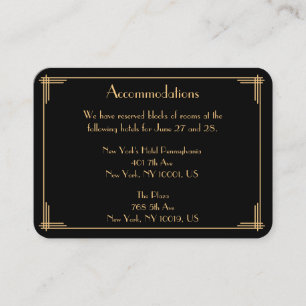 Cartões de Alojamento de Casamento de Gatsby Excel