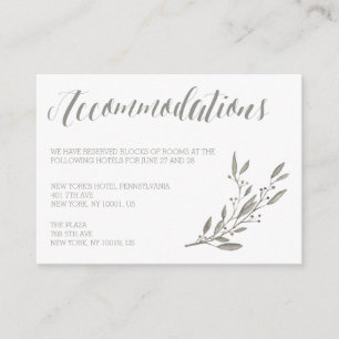 Cartões de Alojamento de Casamento Elegante Cinza