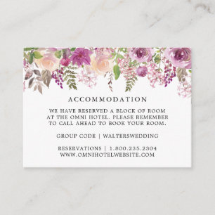 Cartões De Alojamento De Casamento Floral Em Lilás