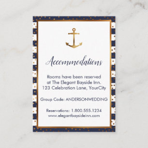 Cartões de Alojamento de Dourada Âncora Confetti &