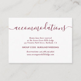 Cartões De Alojamento De Hotel Burgundy Wedding