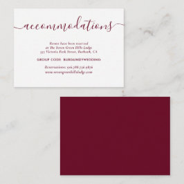 Cartões De Alojamento De Hotel Burgundy Wedding