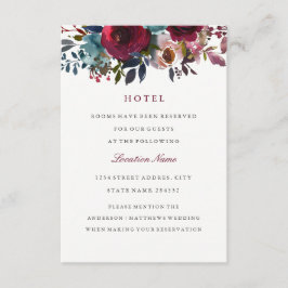 Cartões De Alojamento De Hotel Floral Burgundy