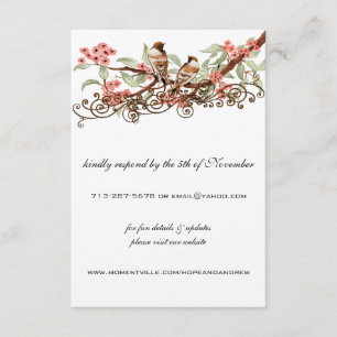 Cartões de Alojamento de Pássaros com Amor Rosa