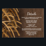 Cartões de alojamento de Recepção de casamento de<br><div class="desc">Rustic Wheat   Country Hay Recepção de casamento & Hotel Accomodation Cards - incluem estes cartões detalhados para informar os seus convidados sobre a sua localização de recepção,  o prazo de recepção e as informações do hotel para facilitar o planeamento.</div>
