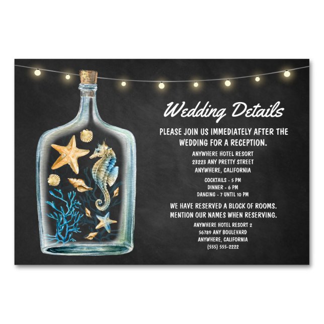 Cartões de alojamento em Recepção de casamento náu (Frente)