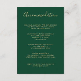 Cartões de alojamento verdes e Dourados monogramas