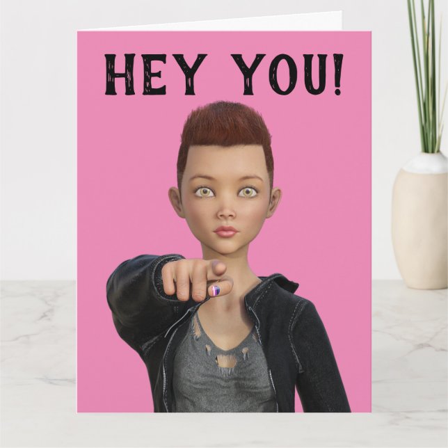 CARTÕES DE AMIZADE DE MENINA ANDRÓGENA DE CABELO C (Frente)