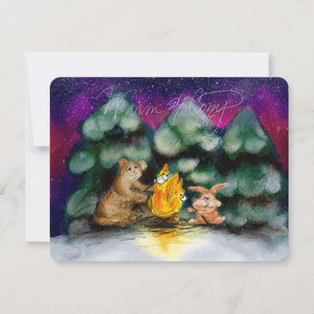 Cartões de Animais da Floresta de Inverno em Torno (Frente)