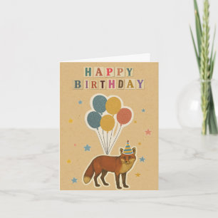 Cartões de aniversário da Fox no fundo do Kraft