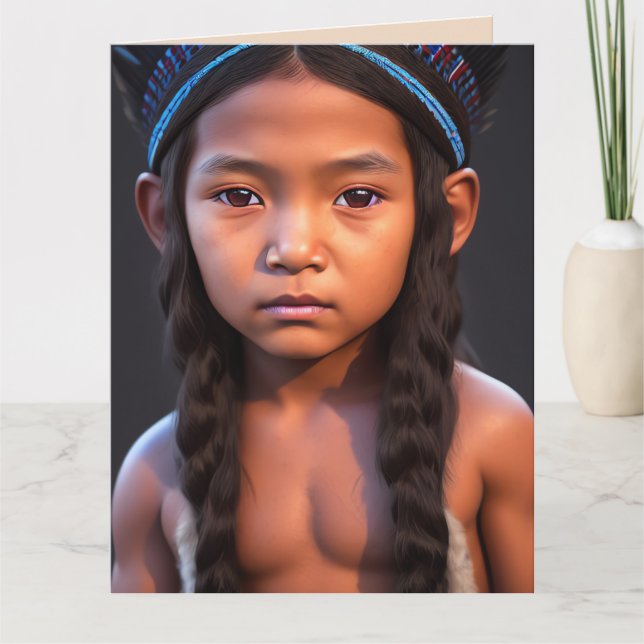 CARTÕES DE ANIVERSÁRIO DE ARTE NATIVA INDIANA NATI (Frente)