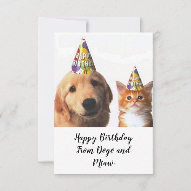 Cartões de aniversário de Dogo e Miaw (Frente)