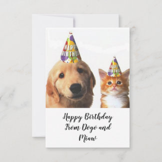 Cartões de aniversário de Dogo e Miaw