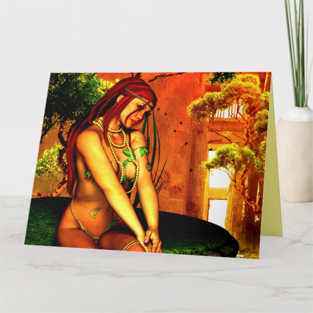 CARTÕES DE ANIVERSÁRIO DE FANTASIA COM MULHER ELF  (Frente)