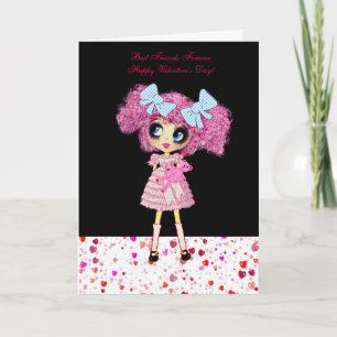 Cartões de aniversário de menina Kawaii com Pink