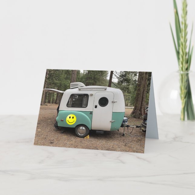 cartões de ANIVERSÁRIO de MINI TRAILER CAMPER (Frente)