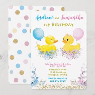 Cartões de Aniversário de Um Ano do Patinho de Bor