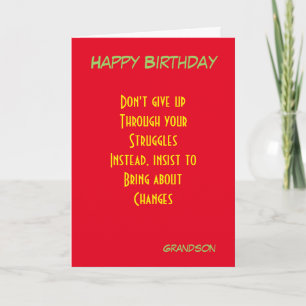 Cartões de aniversário motivacionais do neto
