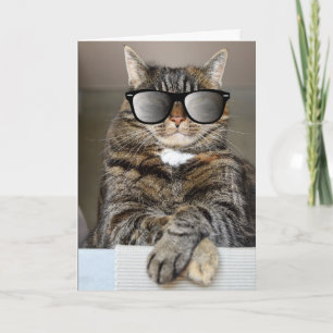 CARTÕES DE ANIVERSÁRIO ÓCULOS DE SOL GATO LEGAL