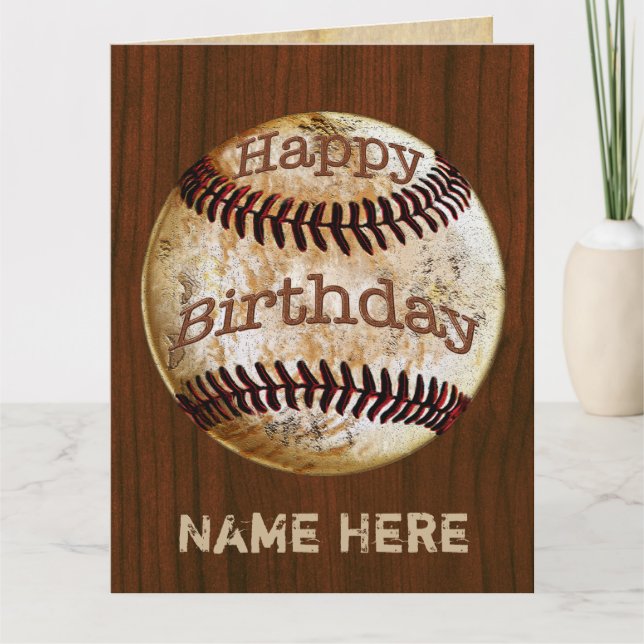 Cartões de aniversário personalizados do basebol (Frente)