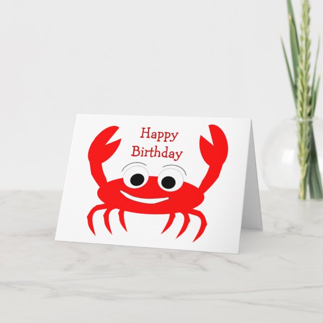Cartões de aniversário personalizados do Crab Desi (Frente)