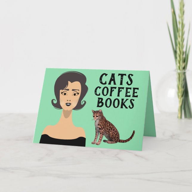 CARTÕES DE ANIVERSÁRIO RETRO WOMAN ART CAT (Frente)