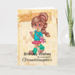 Cartões de aniversários bonitos e na moda da neta<br><div class="desc">Uma menina doce que anda com seus livros em um fundo moderno do redemoinho floral</div>