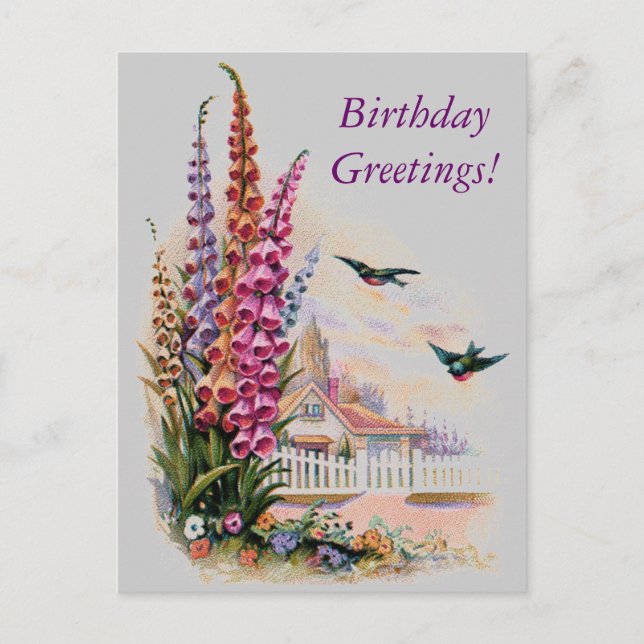 Cartões de aniversários da Flora Vintage (Frente)