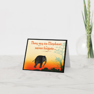 Cartões de aniversários tardios, elefante nunca es