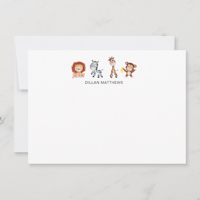 Cartões de anotações para crianças da selva (Frente)