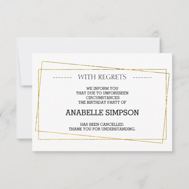 Cartões de Anúncio de Cancelamento de festa de ani (Frente)