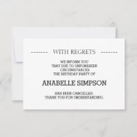 Cartões de Anúncio de Cancelamento de festa de ani
