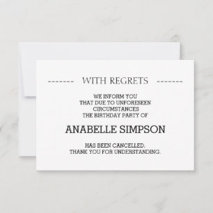 Cartões de Anúncio de Cancelamento de festa de ani