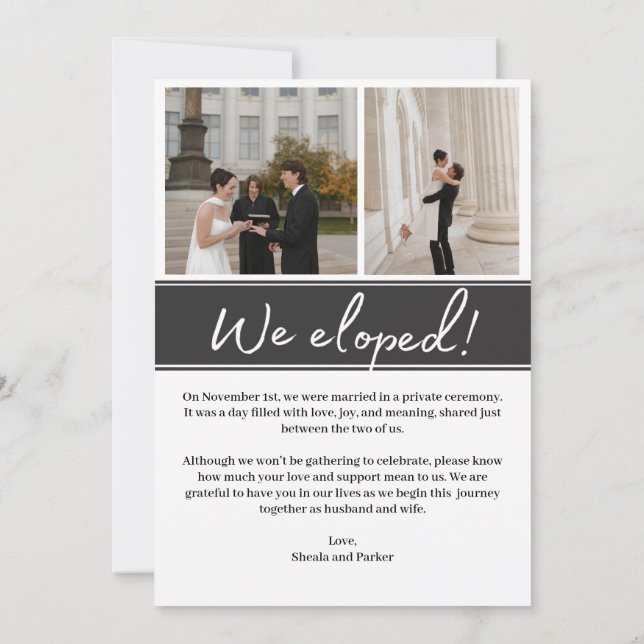 Cartões de Anúncio de Casamento Intimo (Verso)