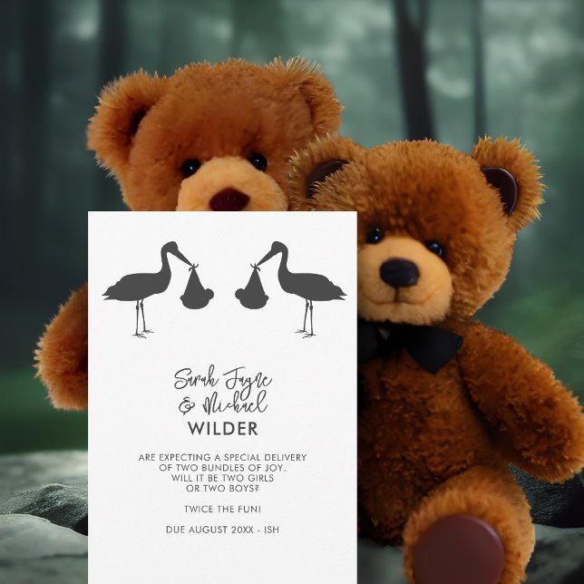 Cartões de Anúncio de Gravidez de Gêmeos de Histór (Criador carregado)