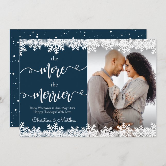 Cartões de Anúncio de Gravidez de Natal (Frente/Verso)